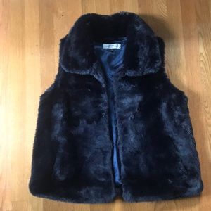 Tahari Navy Fur Vest